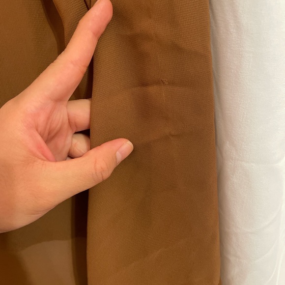 SOLD // Brown Sheer Button Down High Low Blouse - Picture 6 of 6